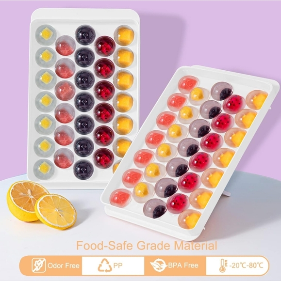 Round Ice Cube Tray set and holder with ice scooper - Picture 4 of 7